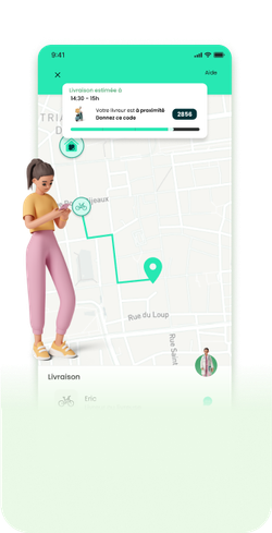 Suivi en temps réel du livreur sur une carte dans l'application Oxee